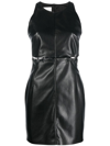 Nanushka Layan With Button And Loop Detail Waist Mini Dress In Schwarz
