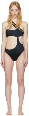 Versace One Piece Swimsuit With Greek Border In A1008 Black