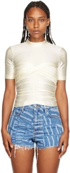 ALEXANDER WANG T OFF-WHITE RUCHED T-SHIRT