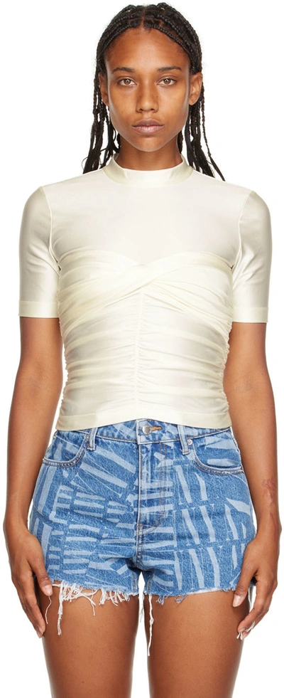 Alexander Wang T Mockneck Ruched Bodycon Top In White