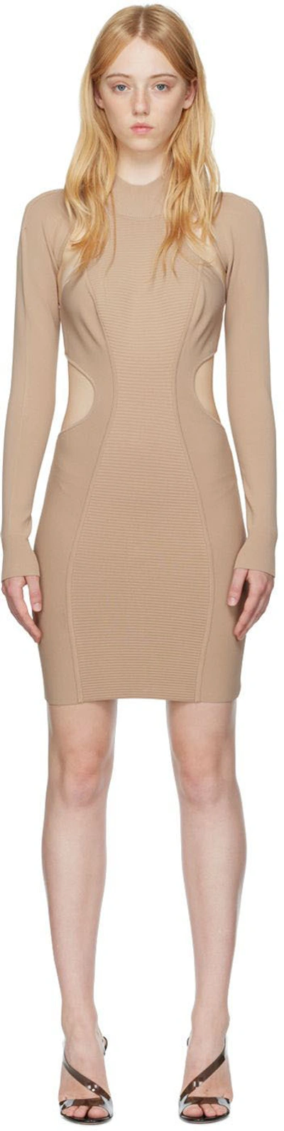 Herve Leger Beige Ottoman Minidress In Fawn 219