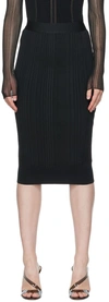 Herve Leger Black Variegated Midi Skirt In Black 001