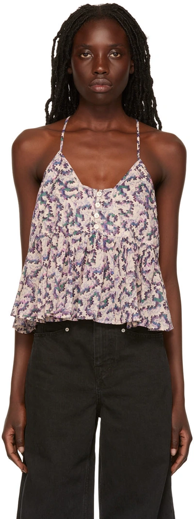 Isabel Marant Étoile Lirhetta Abstract Printed Swing Peplum Top In Ivor,multi