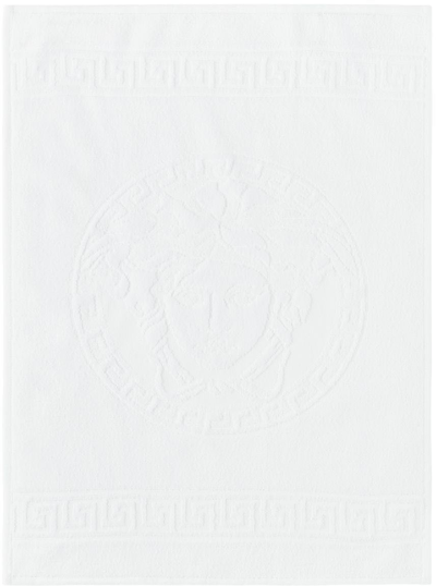 Versace White Medusa Hand Towel In Z4001 White