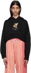 Stella Mccartney Cropped Tiger Graphic Hooded Sweatshirt In 1000 Black
