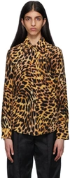 Stella Mccartney Leopard Silk Button-front Shirt In Brown