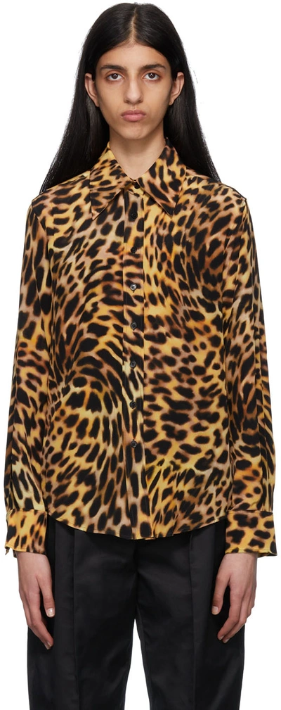 Stella Mccartney Leopard Silk Button-front Shirt In Tortoise Shell