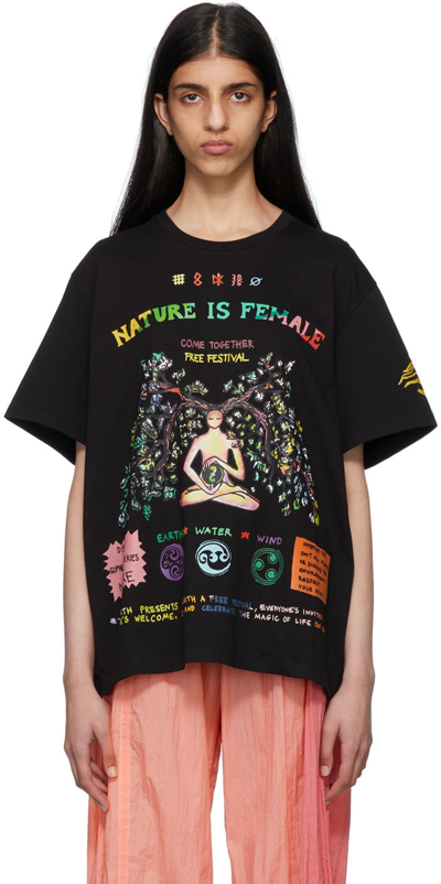 Stella Mccartney Nature Is Female Oversized Printed Organic Cotton-jersey T-shirt In Nero