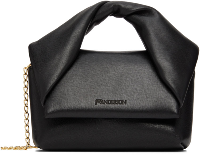 Jw Anderson Black Silicone Strap Nano Twister Shoulder Bag In 900 Black/multi