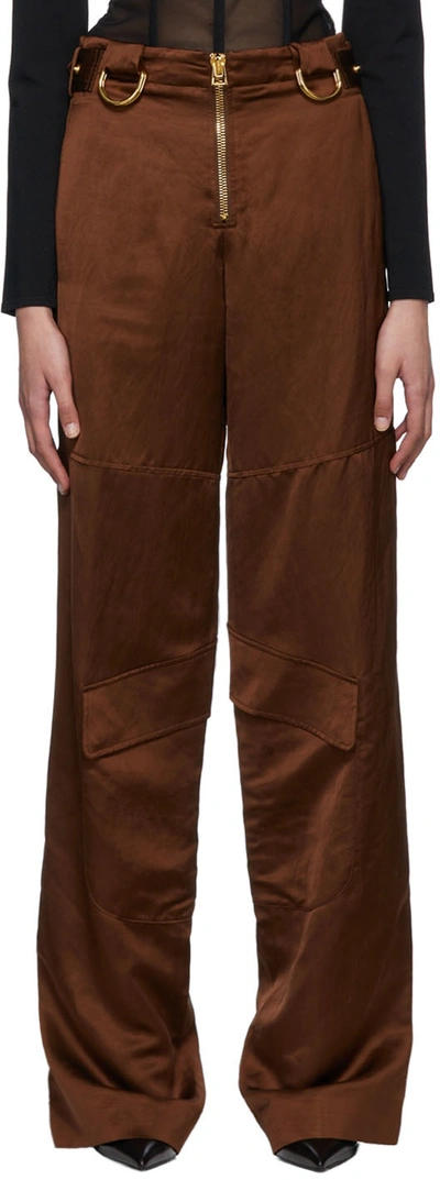 Tom Ford Viscose & Linen Satin Wide Pants In Kb520 Pecan