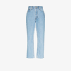 Still Here Childhood Faded-wash Straight-leg High-rise Jeans In Blue