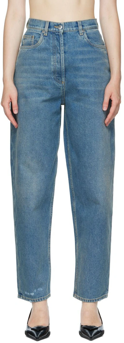 Prada High Waist Straight-leg Jeans In Blue