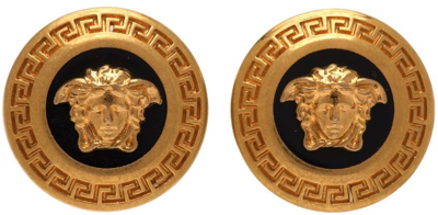 Versace 黑色 And 金色小号 Medusa Coin 耳钉 In Gold