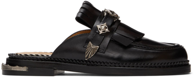 Toga Black Leather Slip-on Loafers