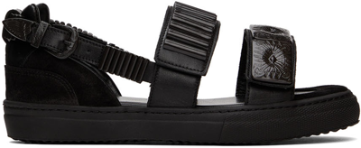Toga Ssense Exclusive Black Buckles Flat Sandals In Aj664 Black