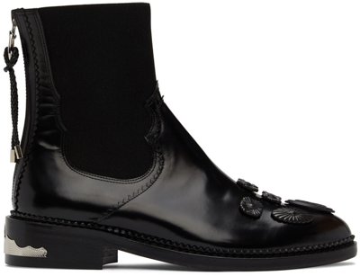 Toga Ssense Exclusive Black Embellished Chelsea Boots In Black/gunmetal