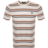 FRED PERRY FRED PERRY FINE STRIPE T SHIRT CREAM