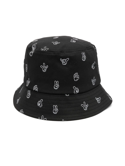 Molo Kids' Siks Jr Sun Hat Friendly Hands In Black