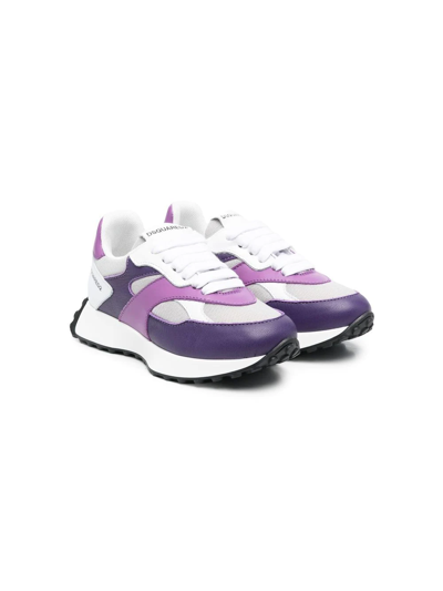 Dsquared2 Kids' Panelled Lace-up Sneakers In Purple