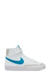 Nike Kids' Blazer Mid '77 High Top Sneaker In White/ Blue/ Yellow