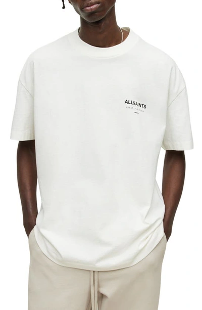 Allsaints Underground Organic Cotton Logo Graphic Tee In Ashen White
