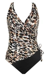Miraclesuit Fur Realz Ruched One-piece Swimsuit In Brown Multi