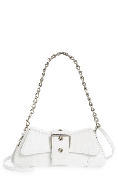 Balenciaga Lindsay Small Croc-effect Leather Shoulder Bag In White