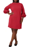 Maree Pour Toi Plus Size Ruffle Sleeve Sheath Dress In Burgundy