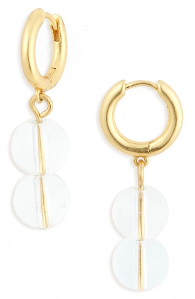 Madewell Glass Beaded Huggie Hoop Earrings In Vintage Gold