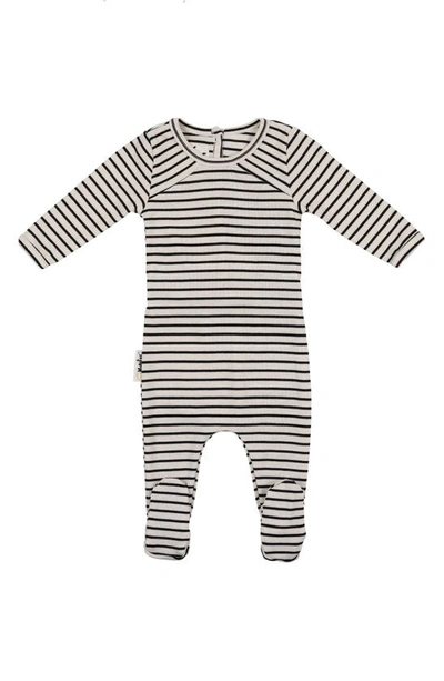 Maniere Babies' Directional Stripe Cotton Blend Footie In Black