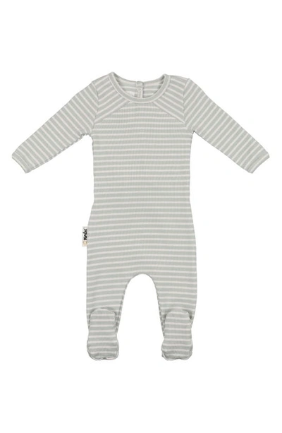 Maniere Babies' Directional Stripe Cotton Blend Footie In Sage