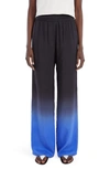 The Row Avant Ombré Relaxed Silk Shantung Pants In Black Electric Blue
