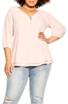 City Chic Sexy Fling Top In Crystal Pink