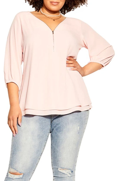 City Chic Sexy Fling Top In Crystal Pink