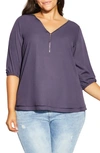 City Chic Sexy Fling Top In Dusty Lilac