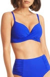 Sea Level Cross Front Molded Underwire Bikini Top In Cobalt