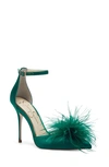 Jessica Simpson Wolistie Pompom Stiletto Sandal In Gem Green