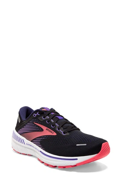 Brooks Adrenaline Gts 22 Sneaker In Black/purple/coral