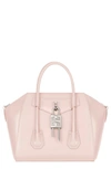 Givenchy Mini Antigona Lock Satchel Bag In Box Leather In 681-light Pink