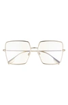 Burberry 58mm Square Sunglasses In Gold/ Transparent Blue