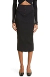 Renaissance Renaissance Mixed Media Button Front Skirt In Black