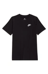 Nike Sportswear Kids' Embroidered Swoosh T-shirt In Black/ White