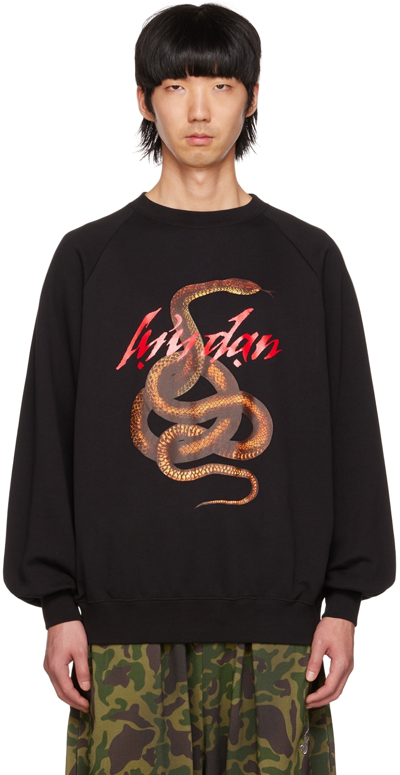 Lu'u Dan Black Knotted Snake Sweatshirt In Black + Snake Print