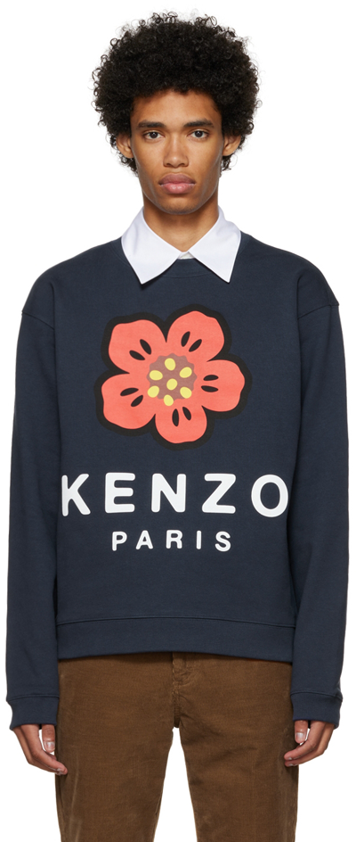 Kenzo 'boke Flower' Crew-neck Sweatshirt In Midnight Blue