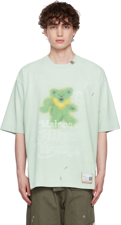 Miharayasuhiro Distressed Graphic-print T-shirt In Green