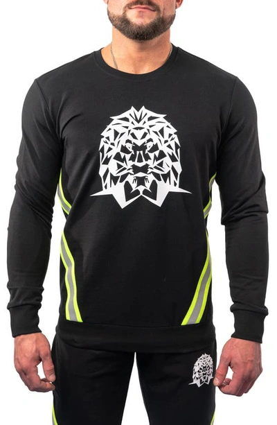 Maceoo Lightening Black Stretch Cotton Graphic Crewneck Sweater