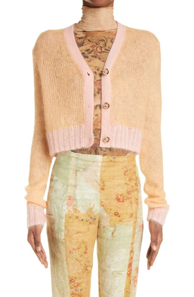 Acne Studios Kodilia Mohair-blend Cropped Cardigan In Apricot Orange