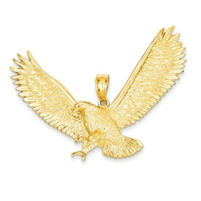 Pre-owned Accessories & Jewelry 14k Gelbgold Poliert Massiv & Texturiert Fliegender Adler Anhänger M / Hinten