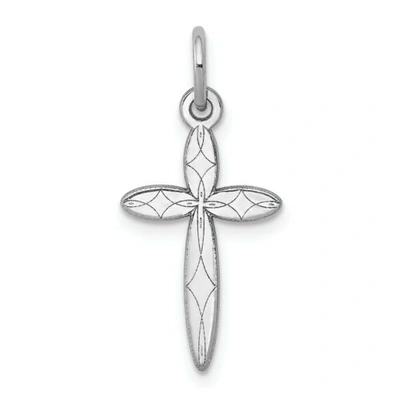 Pre-owned Accessories & Jewelry Damen 14k Weiss Gold Politur Laser Design Kruzifix Kreuz Religiös Charm Anhänger