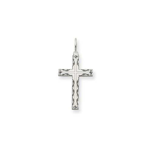 Echt Echt 14K Weißgold Kreuz Jesus Kruzifix Religiös Charm